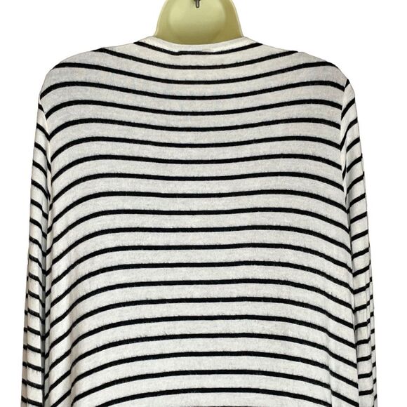 Canari Longline Black Off White Stripe Open Drape Sweater Cardigan, size 3XL - Picture 6 of 7